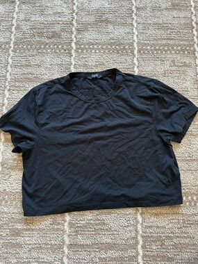 Cuts Clothing Black Cropped Crewneck Tee